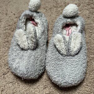 Hunkemöller Bunny Slippers House Shoes Cute Pom Pom Ears Gray 36/37 EU 6/7  US